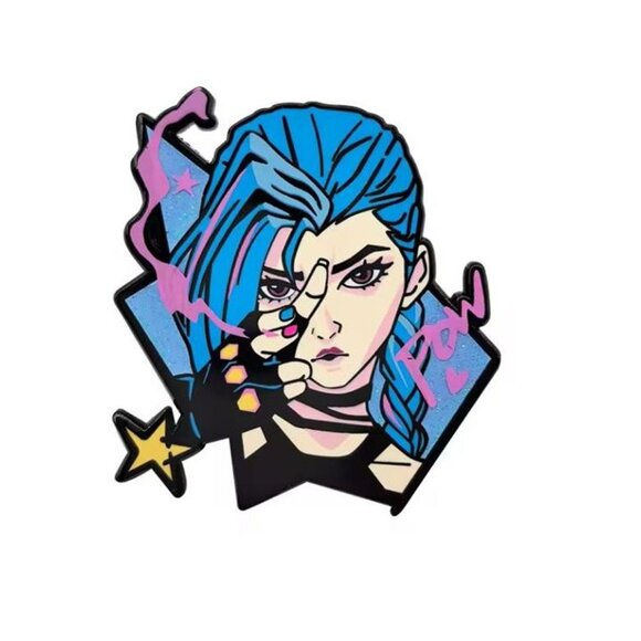 Jinx Enamel Pin – Arcane x League of Legends Pop Art Pew Pew Style - Picture 3 of 4
